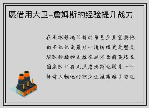 愿借用大卫-詹姆斯的经验提升战力